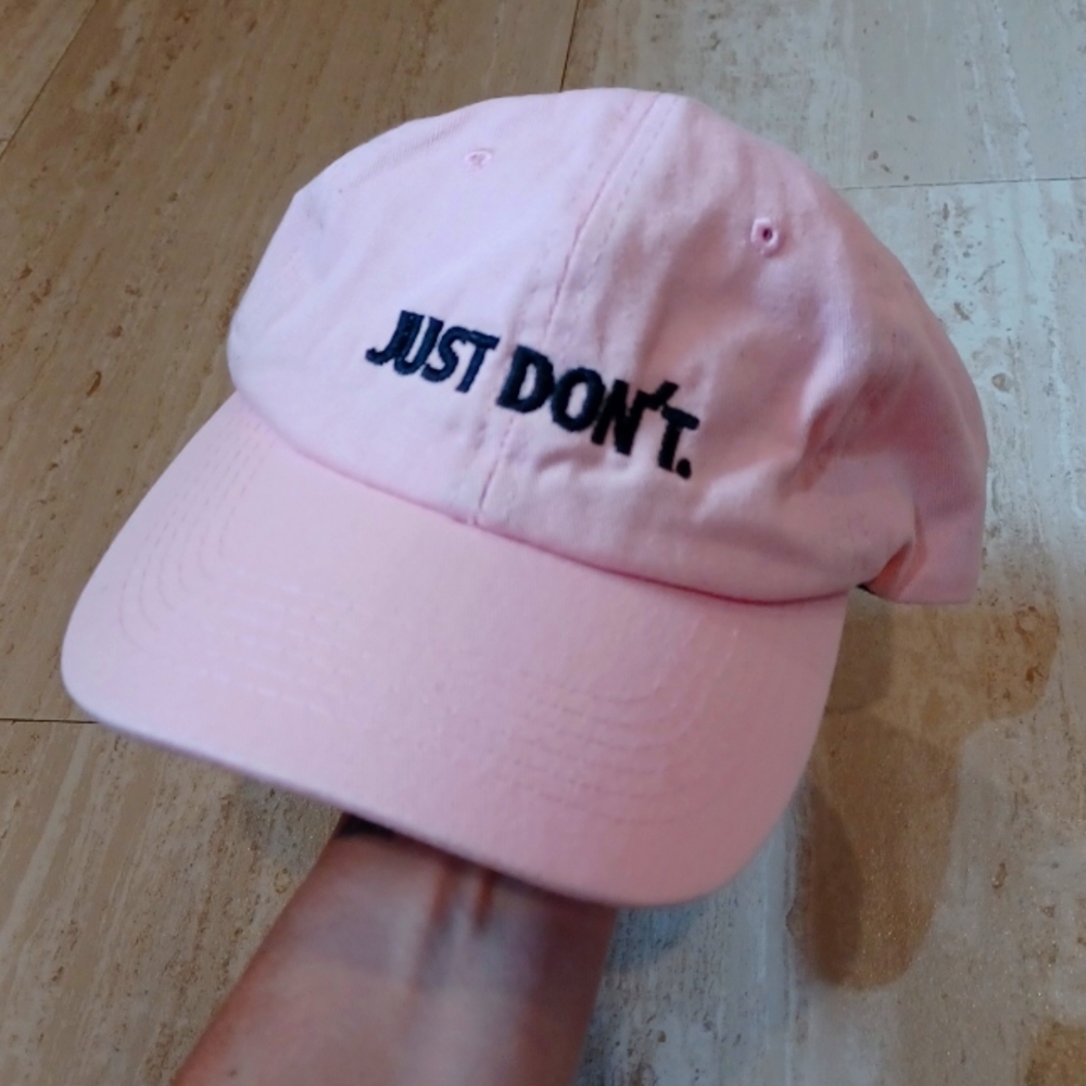 Carbon Elements "Just Don't" Nike Swoosh Parody Pink Hat
